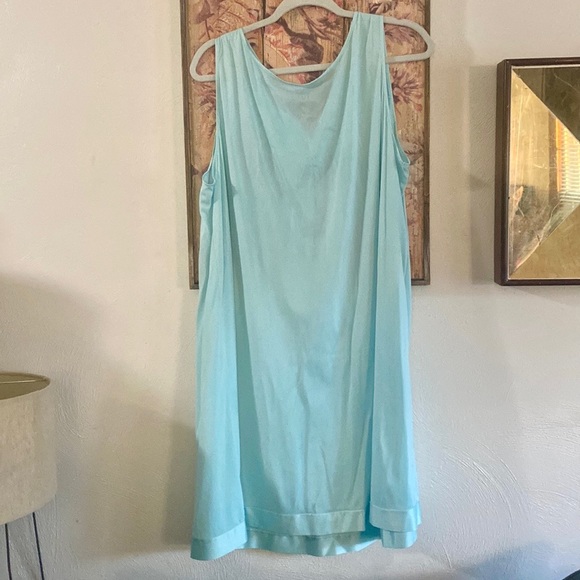 70s 80S VINTAGE VANITY FAIR STRETCH SKY BLUE SILKY MAXI DRESS SLEEP LOUNGEWEAR - Picture 5 of 12